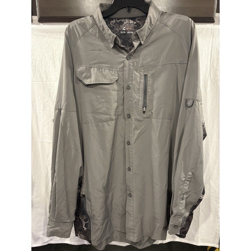 Worldwide Sportsman Men's XLT Gray Fishing Shirt Long Sleev Vented Performance